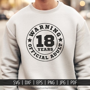 18º Aniversário SVG. Equipe de Dezoito Anos PNG. Máquina Oficial de Corte de Vetor de Camisa Adulta. Arquivos de Corte de Esquadrão de 18 Anos Silhouette Cricut Download
