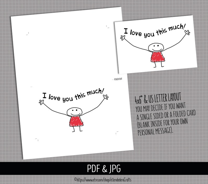 PRINTABLE Love Card. Digital I Love You Note. Cute Kids - Etsy