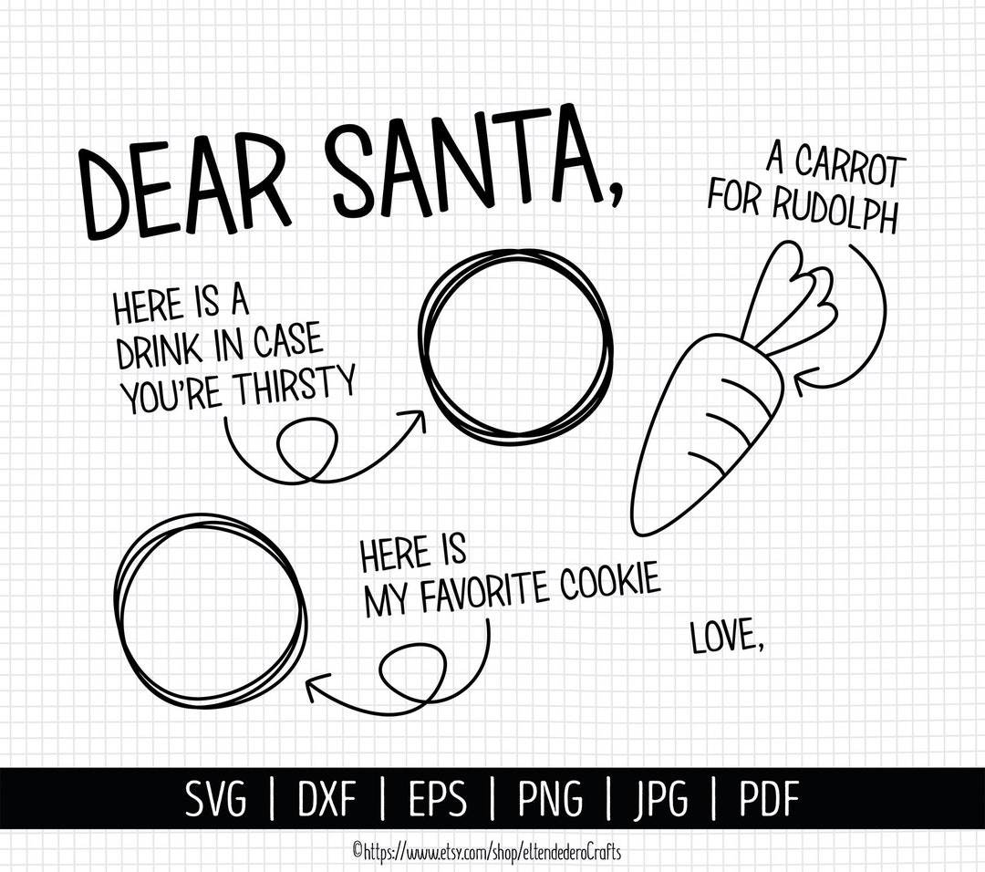 Dear Santa Tray SVG. Cookies for Santa Placemat. Dear Santa Etsy