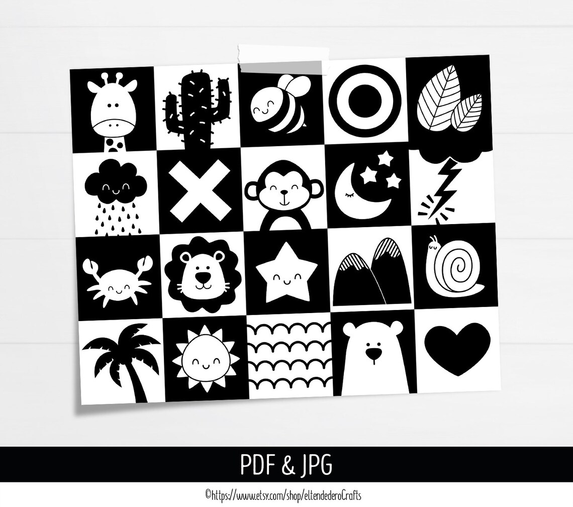 PRINTABLE High Contrast Baby Cards Wall Art. Monochrome - Etsy
