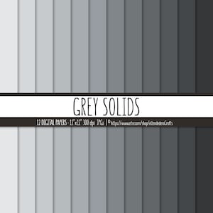 Gray Solids digitale papierset. Effen grijze achtergronden. Monochroom effen grijs paletverloopschemapapier. Digitaal plakboek downloaden