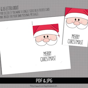 PRINTABLE Santa Christmas Card. Santa Claus Greeting Card. - Etsy