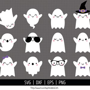 Ghost SVG. Kids Halloween Bundle Clipart. Cute Kawaii Phantom Vector Cut Files for Cutting Machine. Girl Ghost png dxf eps Instant Download