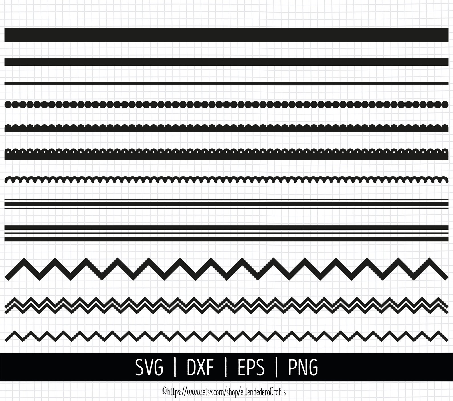 Divider Line Ribbon Line Dividers SVG. Scallop Ribbons Cut Files, Chevron Decorative ...