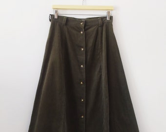 long khaki skirts etsy