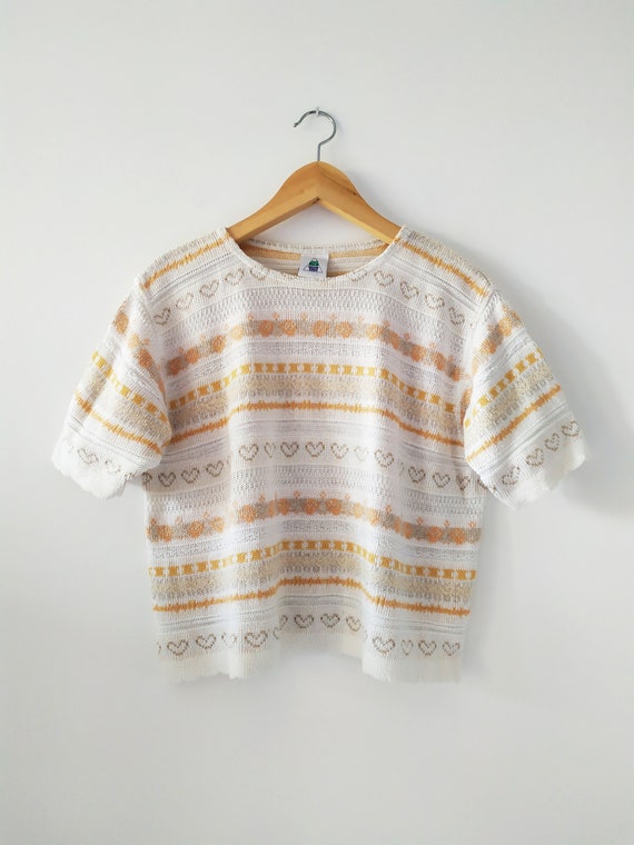 1990s vintage pastel colours cropped sweater, short s… - Gem
