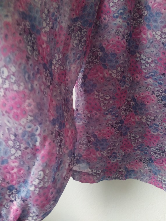 Vintage 1960s/1970s floral pattern blouse, purple… - image 6