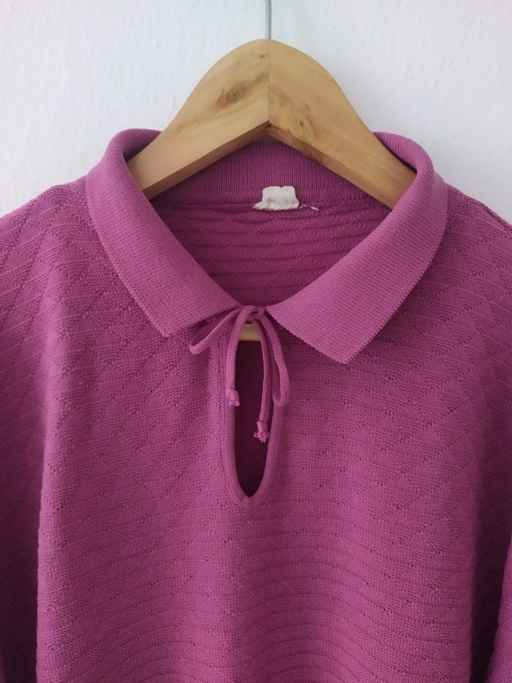 Vintage purple/lavender 1980s sweater with collar… - image 3