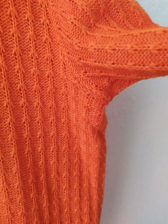 Vintage orange jumper, 1970s openwork sweater, bo… - image 8