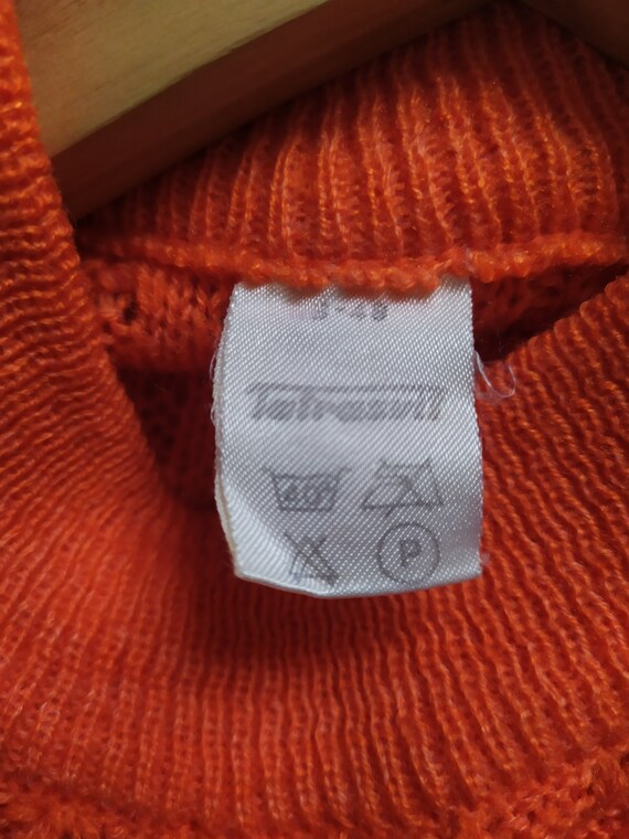 Vintage orange jumper, 1970s openwork sweater, bo… - image 9