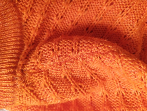 Vintage orange jumper, 1970s openwork sweater, bo… - image 10