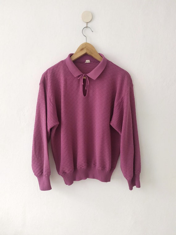 Vintage purple/lavender 1980s sweater with collar… - image 1
