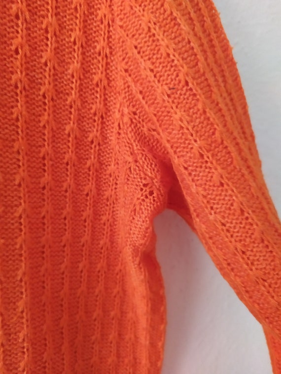 Vintage orange jumper, 1970s openwork sweater, bo… - image 7