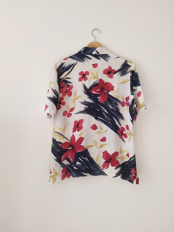 Vintage 1990s floral and abstract pattern blouse/… - image 4