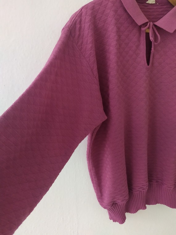 Vintage purple/lavender 1980s sweater with collar… - image 6