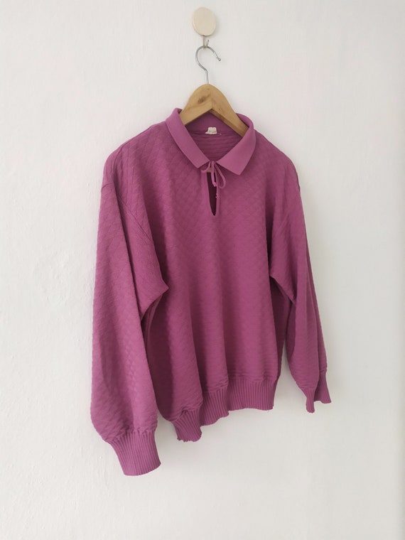 Vintage purple/lavender 1980s sweater with collar… - image 2