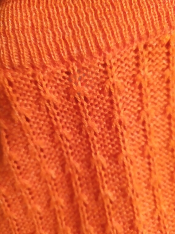 Vintage orange jumper, 1970s openwork sweater, bo… - image 4