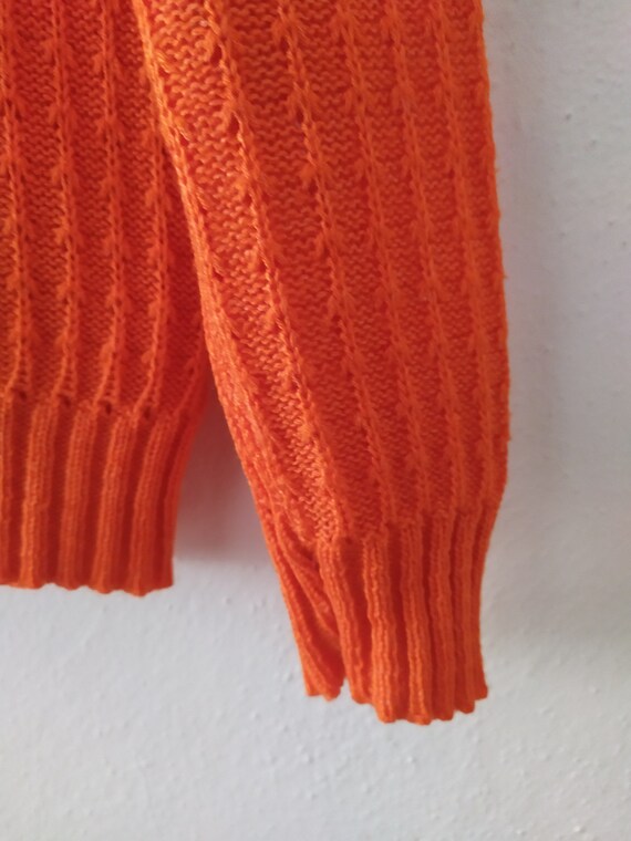 Vintage orange jumper, 1970s openwork sweater, bo… - image 6