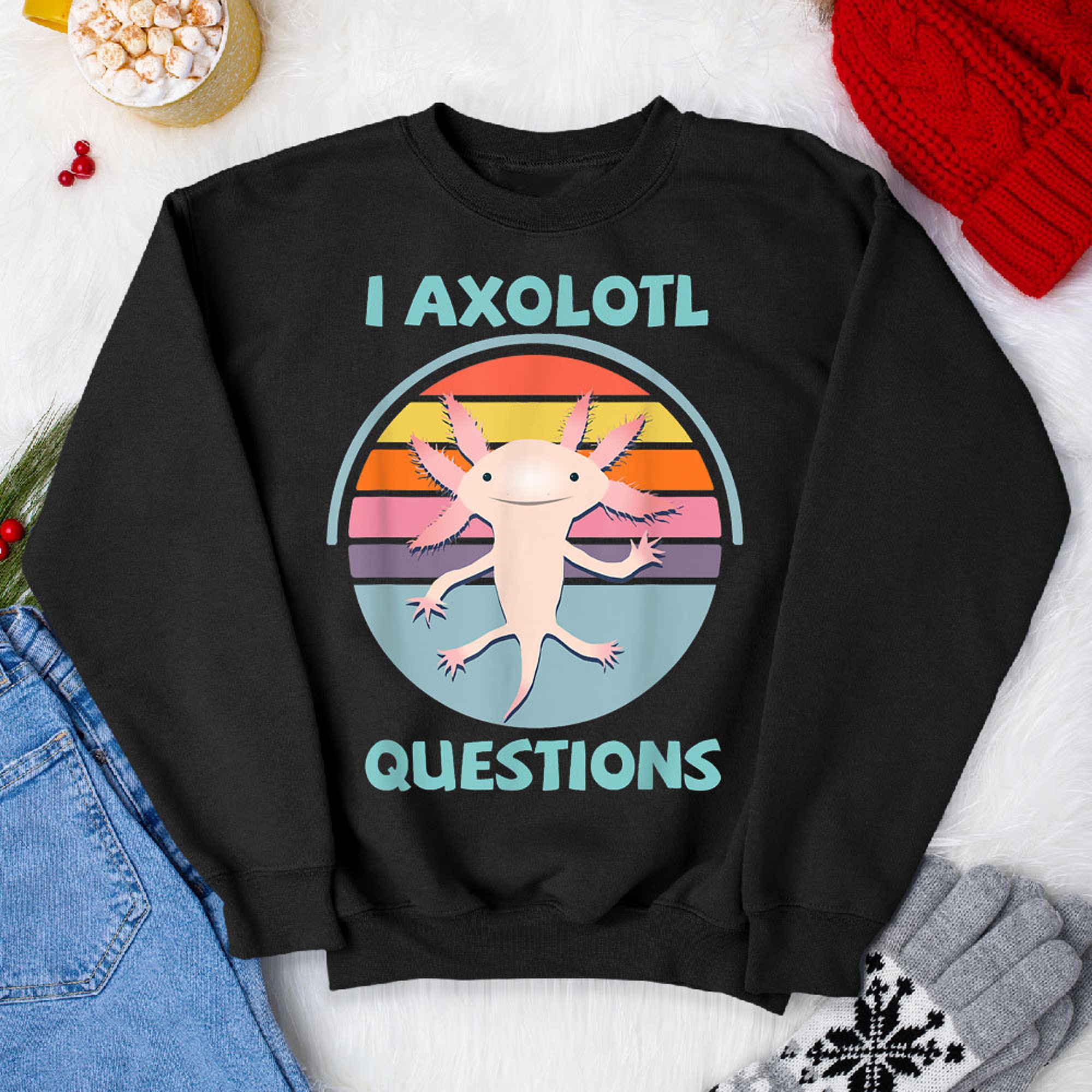 Discover Kawaii I Axolotl Questions Funny Axolotl Lover Kids Teens Tshirt