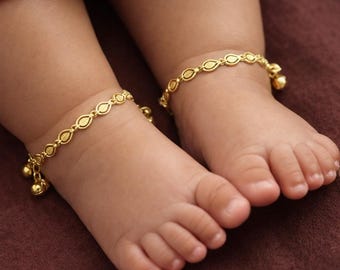 Anklet-Kid Anklet-Chain Anklet-Toddler Anklet-Baby Anklet-Toddler Jewelry-Baby Jewelry Gold Plated