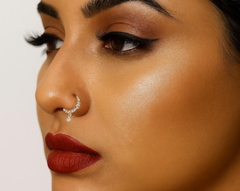 Gold Plated Indian Bridal Nath: Traditional Wedding Nose Ring