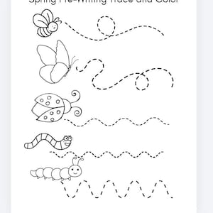 Nature Toddler Pre-Writing Trace and Color Worksheets (PDF Download)