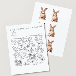 Spring Easter Find the Bunnies Coloring Worksheet Plus Bunnies to Hide