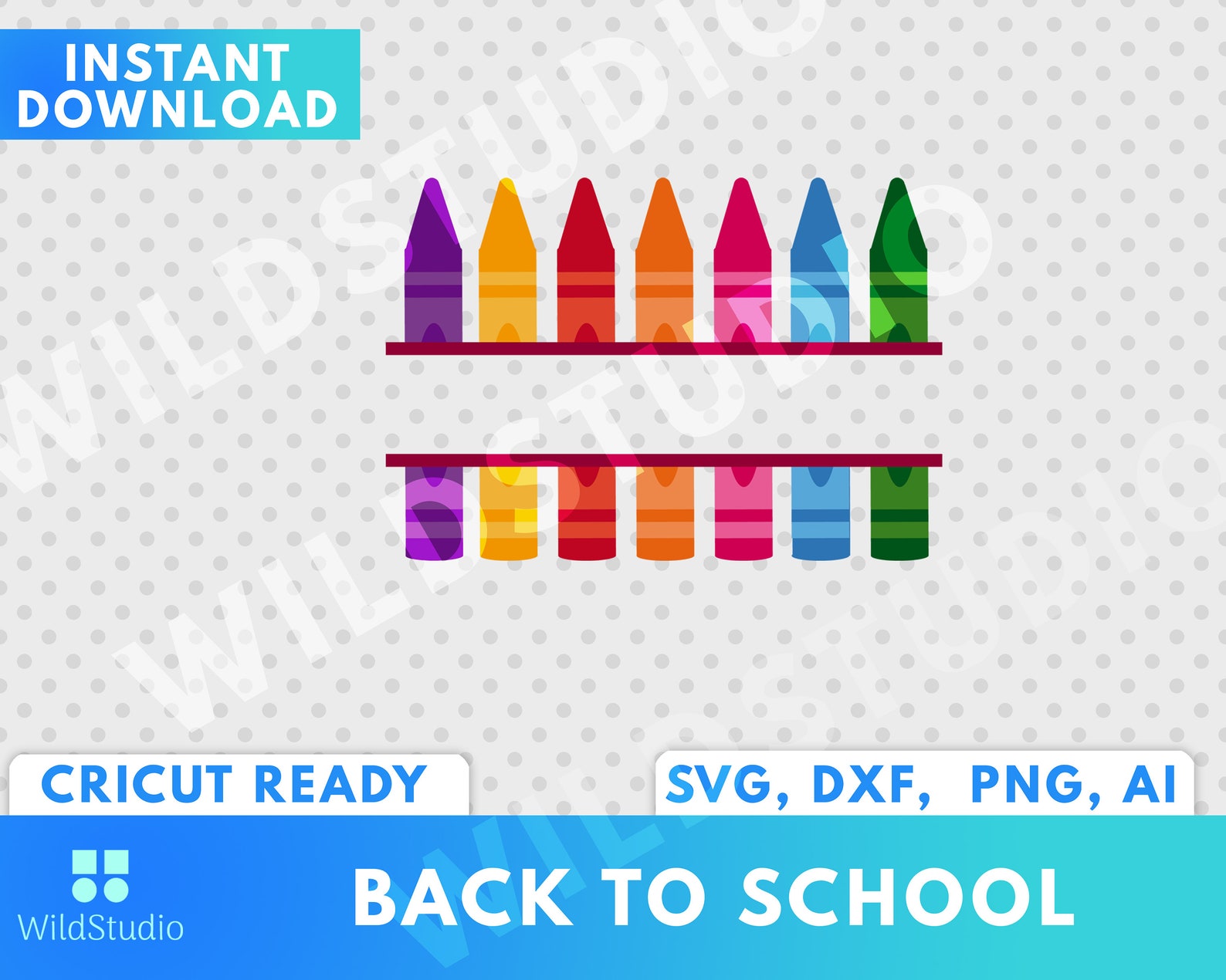 Crayons Monogram SVG Back to School SVG Crayon SVG Instant Download ...