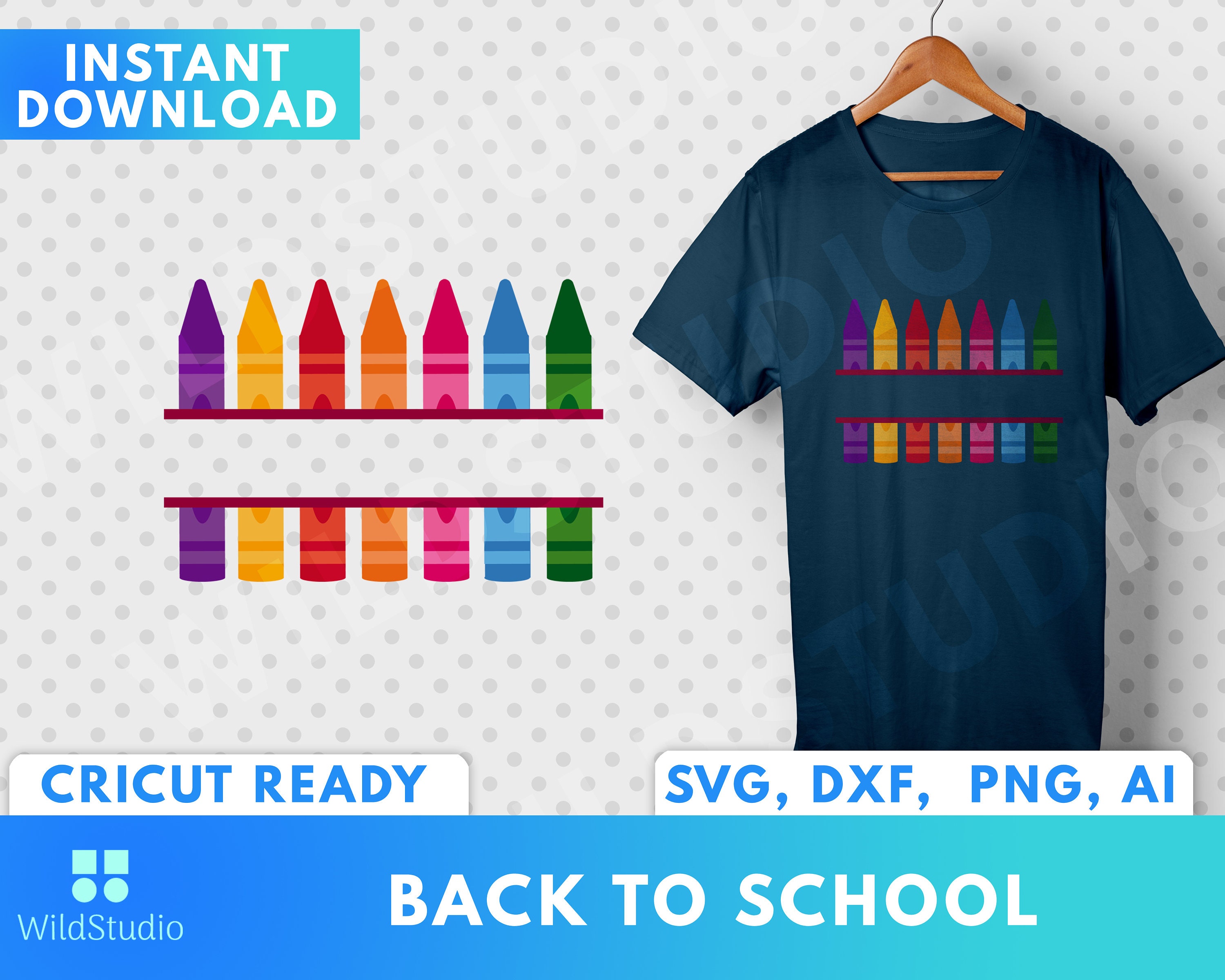 Crayons Monogram SVG Back to School SVG Crayon SVG Instant Download ...