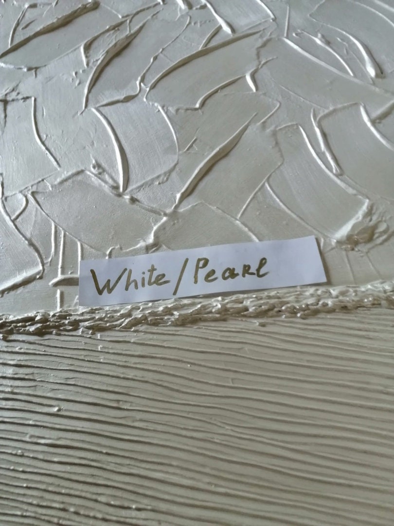 White Leaf Painting Large Wall Art White Wall Decor Texture Etsy