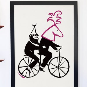 Poster Print| Poster Boho | Wall Decoration | Lajkonik|Polska | Poland|Print|Poster|Krakówl Cracow|Bike|Illustration