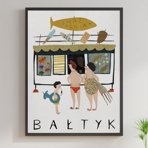 Bałtyk. Mar de Polonia. Mar Báltico. Lago Ost. Morzé. Cartel de viaje de Polonia. Decoración de pared. Polonia. Imprimir cartel. La playa. Antiguo. Plakat