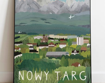 Now Targ. Poland travel poster. Wall Decoration. Tatra Mountains. Polska. Poland. Print. Poster. Vintage. Design Poster