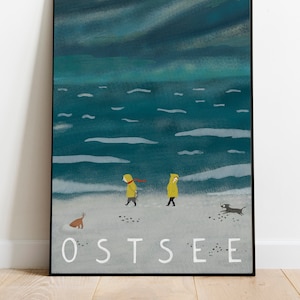 Ostsee. Baltic Sea. poster. Travel poster. Wall Decoration. Germany  Print The beach. Vintage. Design xmas gift for her him idea