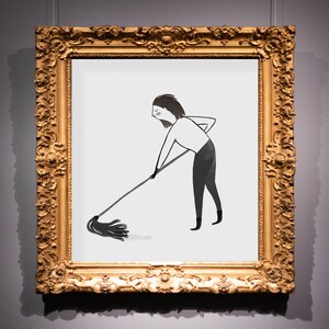 Art print: Woman Illustration.  Fine art giclee print on archival paper. Illustration 23 x 23 cm. Paper Shiro Alga Carta 250g. Vintage.