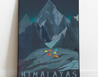 Himalayas base camp. Travel poster. Wall Decoration.  Boho. Vintage. Himalayas Poster. Print Poster.Góry