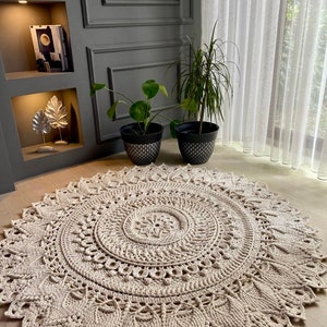 Macrame Carpet, Round Crochet Carpet, Floor Rug, Decorative Carpet, Knitted Carpet, Large Macrame Mat, Rug, Woven Carpet, Large woven carpet
