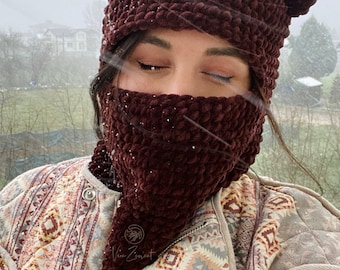 Hand Knitted Eared Balaclava, Animal Ski Mask