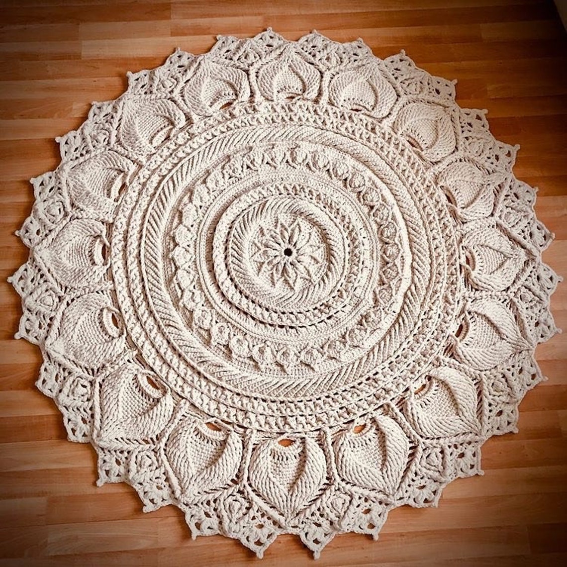 Macrame Carpet Round Crochet Carpet Floor Rug Decorative Etsy