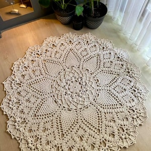 Large Macrame Mat, Decorative Carpet,Macrame Carpet, Round Crochet Carpet, Floor Rug, Knitted Carpet, Rug, Woven Carpet, Large woven carpet