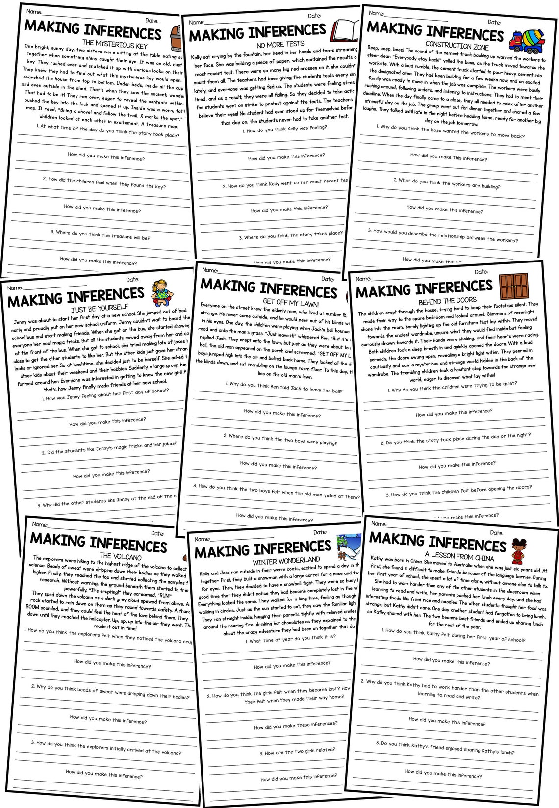 Making Inferences and Drawing Conclusions - Reading Worksheet Pack - Etsy