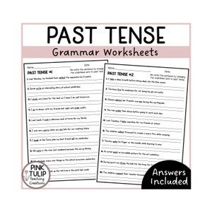Peut inclure: Deux feuilles de travail imprimables pour apprendre la grammaire du passé composé. Les feuilles de travail sont intitulées "Passé composé #1" et "Passé composé #2". Chaque feuille de travail contient 10 phrases avec un verbe souligné qui doit être mis au passé composé.