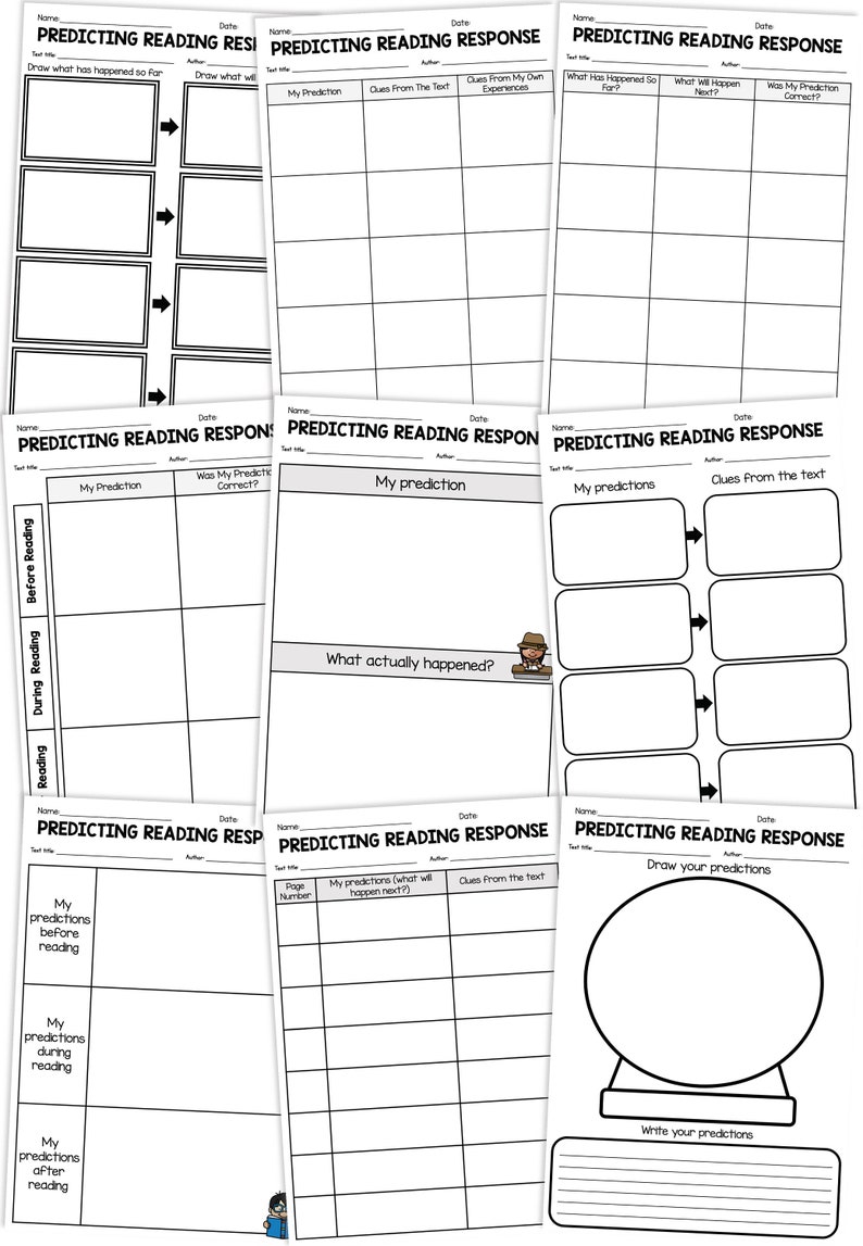 Making Predictions (predicting) Reading Response Pack - Templates for ...