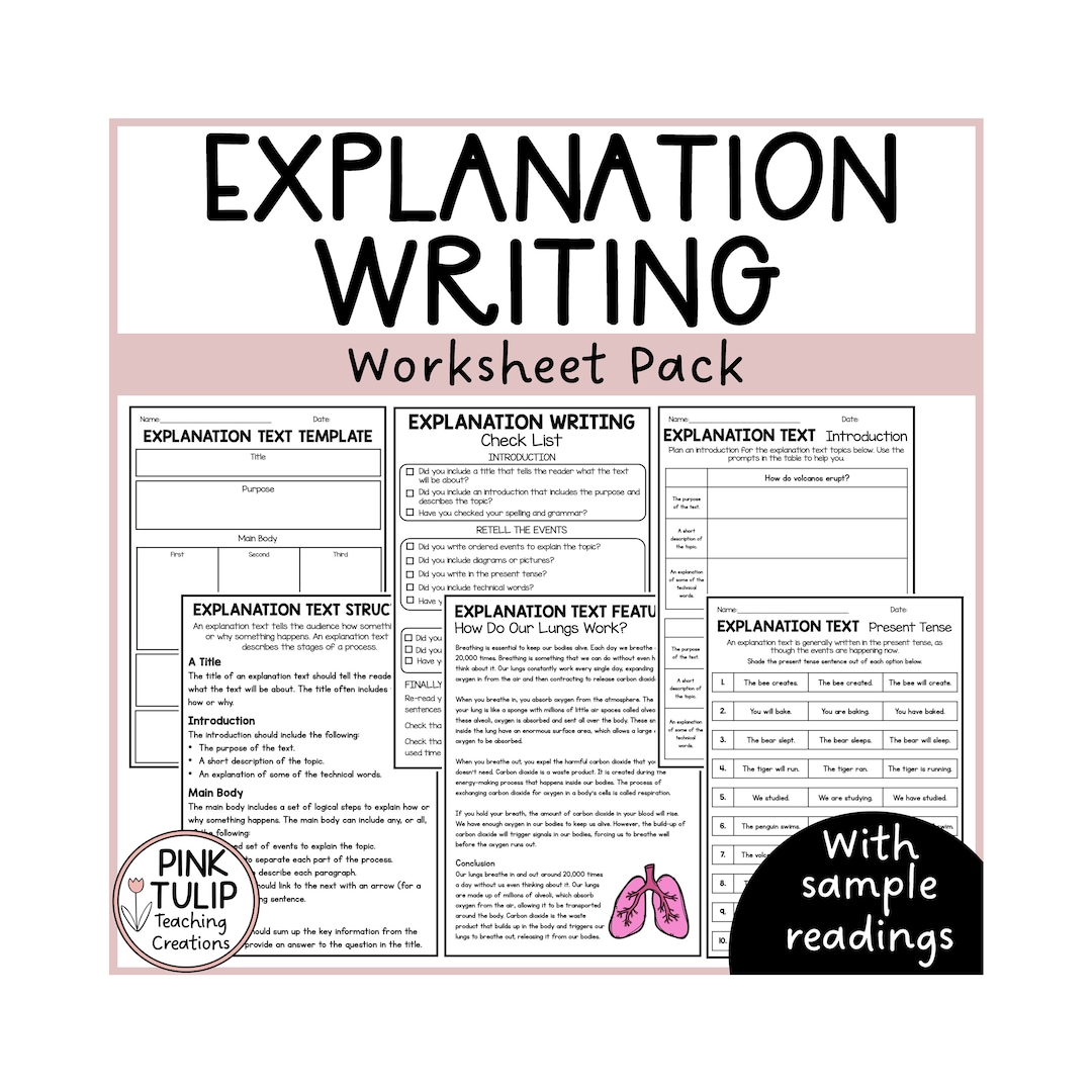 Explanation Text Writing Worksheet Pack - No Prep Lesson Ideas - Etsy