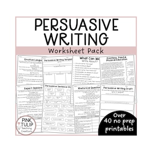 Persuasive Writing Worksheet Pack - No Prep Lesson Ideas