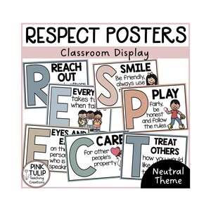 Respect Acrostic Poem Poster Set - Earth Tones Classroom Decor