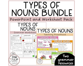 Types of Nouns Bundle - Worksheet Pack and Guided Teaching PowerPoint