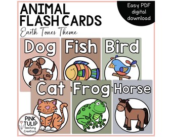 Animal Flash Cards Earth Tones Theme