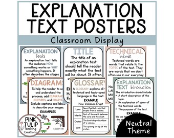 Explanation Text Posters - Earth Tones Classroom Decor
