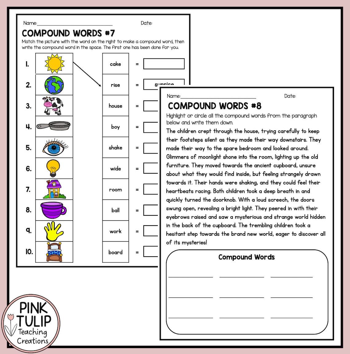 Compound Words - Worksheet Pack - Etsy
